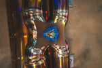 Titanium exhaust Porsche 718 GT4: central logo junction