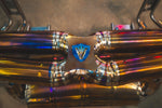 Titanium exhaust Porsche 718 GT4: central logo junction straight-on