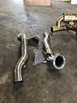 A top overview of Free Flow Front pipes on the ground (for Ferrari 458 Italia).
