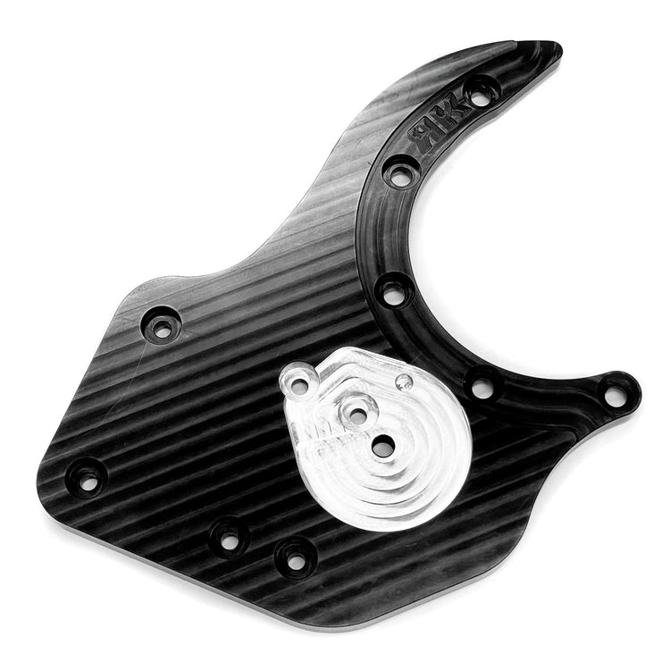 A top view of RK Autowerks E39 M5 BILLET SUPERCHARGER BRACKET with a white background