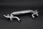 Capristo valved exhaust for the Mercedes-AMG SLS rear section, angled view