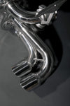 close view of Capristo Valved Exhaust (CES3) for Ferrari 348 1989-1995 with black background