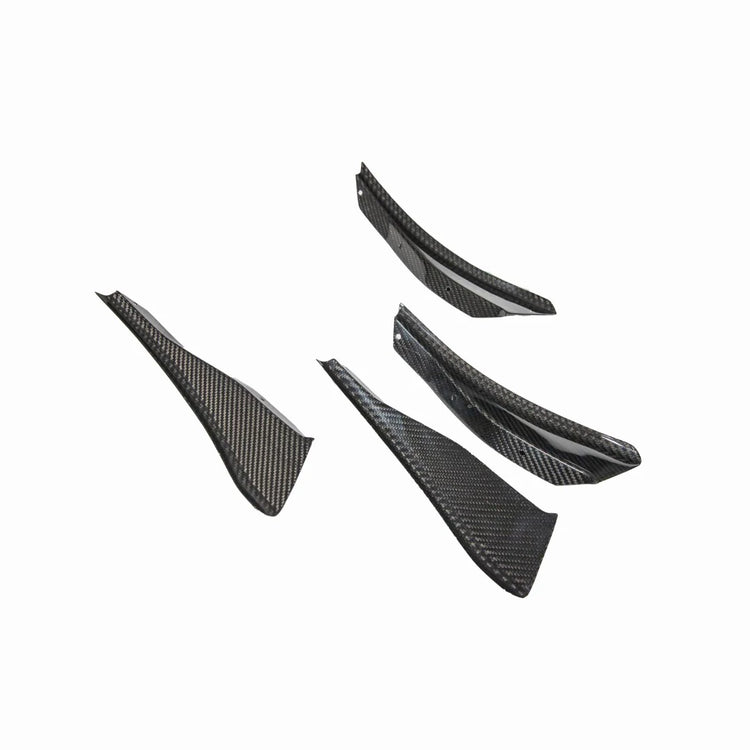 A top wide view of APR Performance Carbon Fiber Front Bumper Canards for BMW G87 M2 2023+ with white background