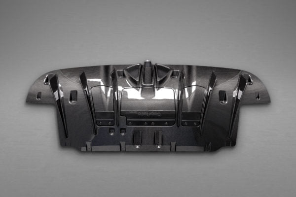 top view of Capistro Carbon Rear Diffusor (Matte) for Ferrari 488 GTB / GTS 2015-2019 with grey background