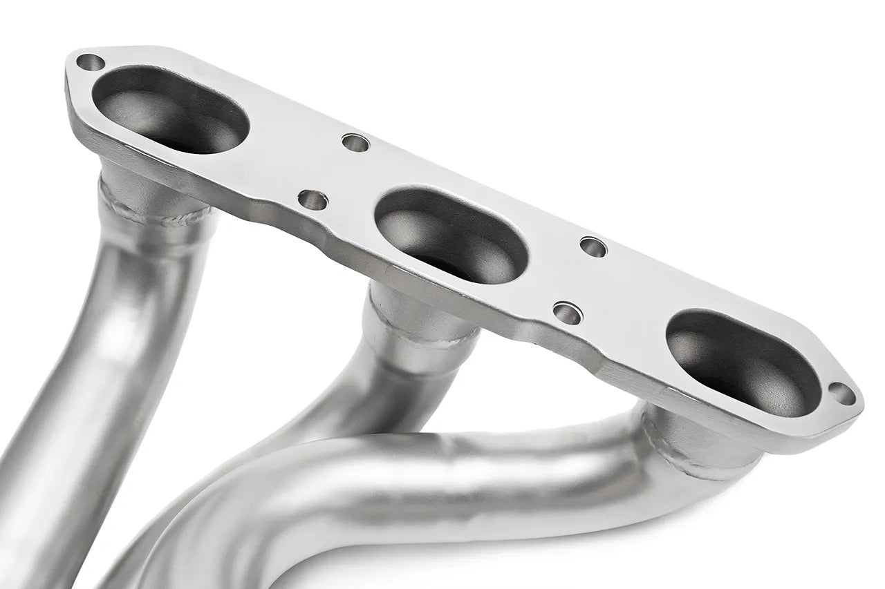 Soul 987.1 Boxster / Cayman competition headers: close-up of the header port flange
