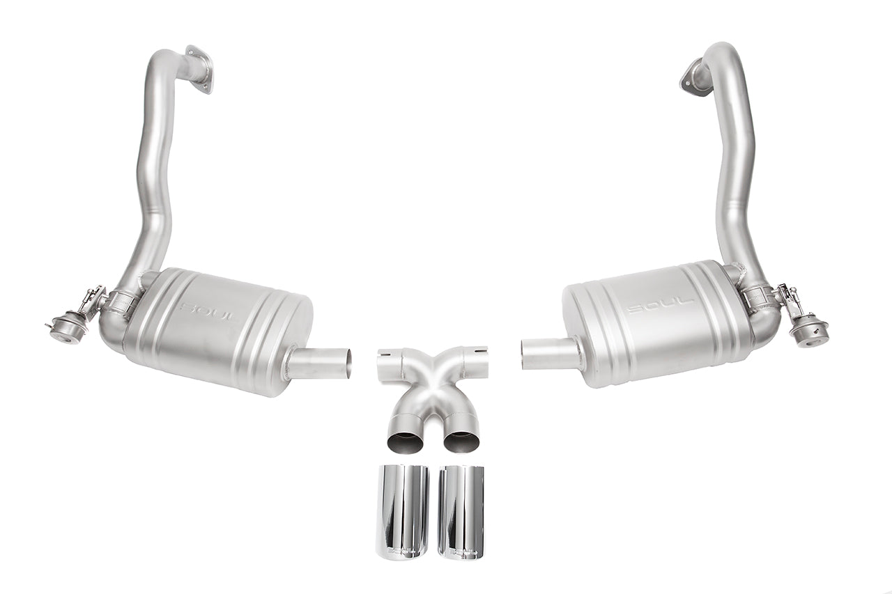 Soul 981 Boxster / Cayman valved exhaust system: valved exhaust laid out with center section