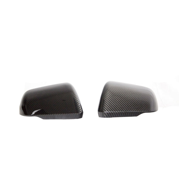 A front view of APR Performance Replacement Mirrors Covers w/ Turn Signals Ford Mustang S550 / S650 / GT350 / GT500 2015-2024 with white background