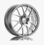 A side view of Titan 7 T-S7 Forged Split 7 Spoke Wheels in Iridium Silver for AUDI 18" 8V A3 / S3 2012-2023