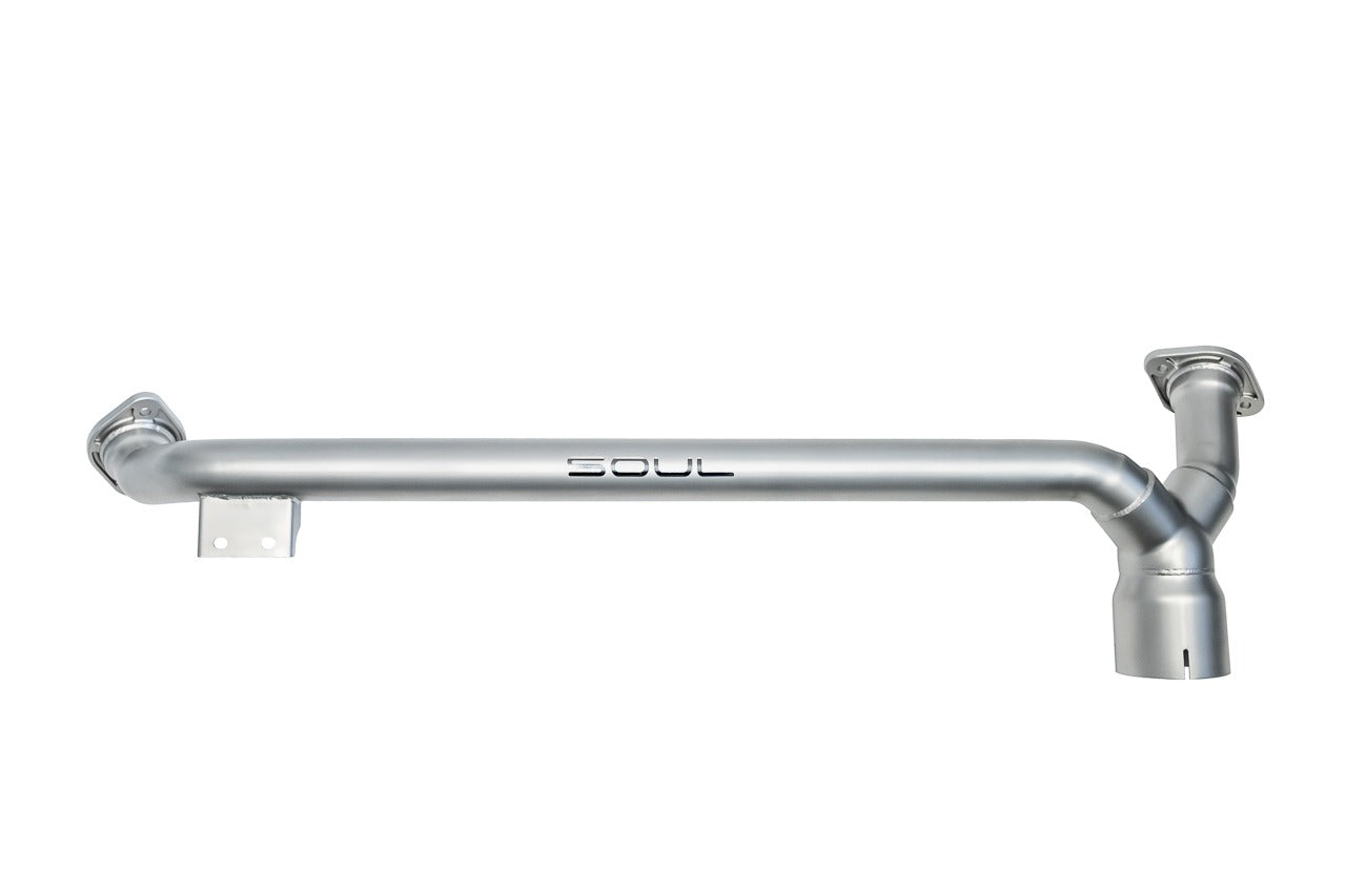Soul 718 Boxster / Cayman track package: competition downpipe, side view