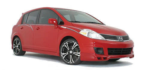 wide view of Stillen Front Lip Spoiler for Nissan Versa 2007-2011 fitted inside a car