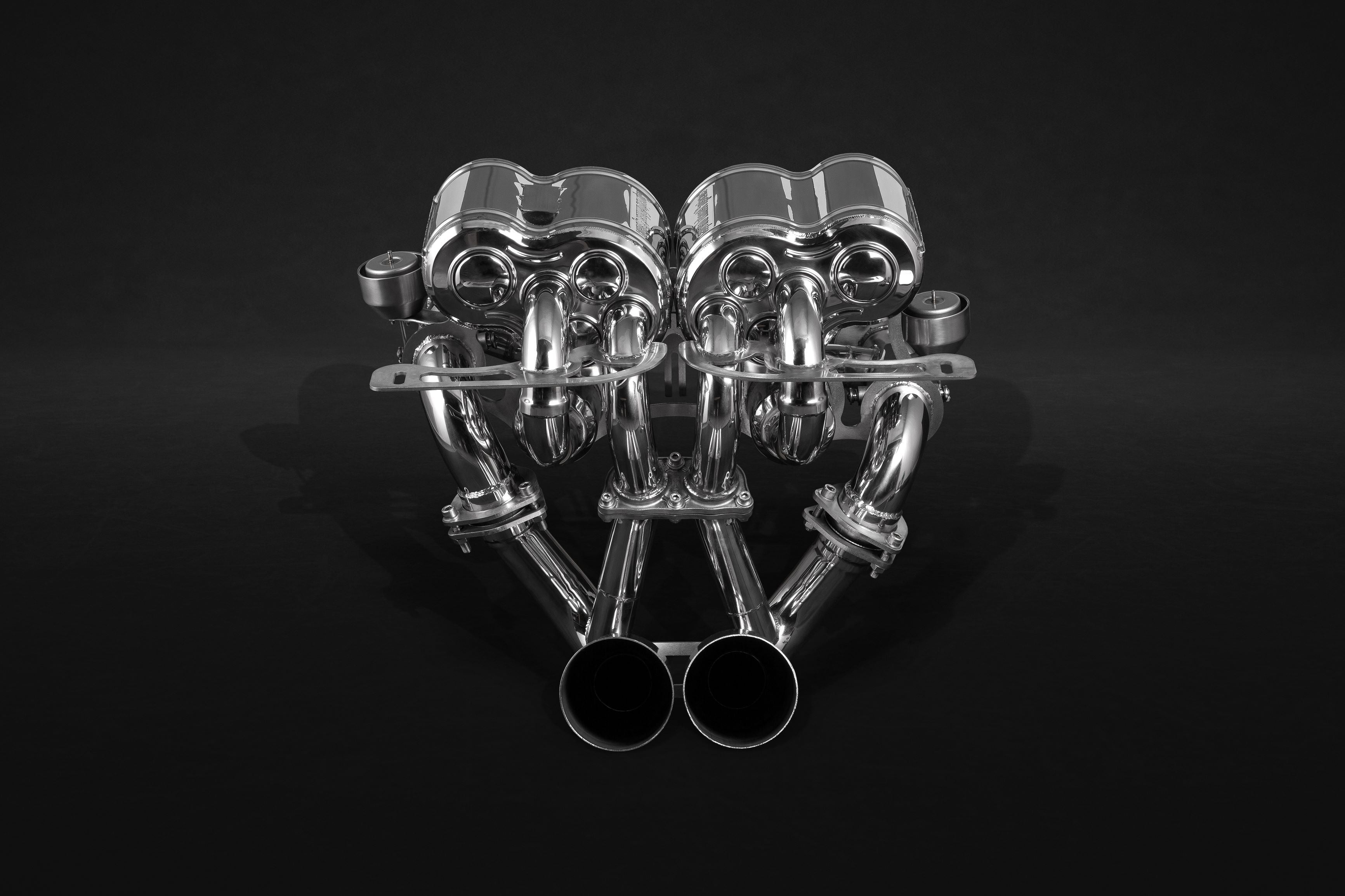 Capristo Lamborghini Murcielago valved exhaust rear view with twin round center tips