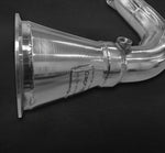 close view of Capristo Cat Delete Downpipes For Porsche 536 Cayenne Turbo/Turbo E-Hybrid/GTS 2019+ with black background 