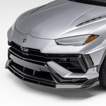 Carbon Edizione front spoiler on grey Urus Performante, front 3/4 view