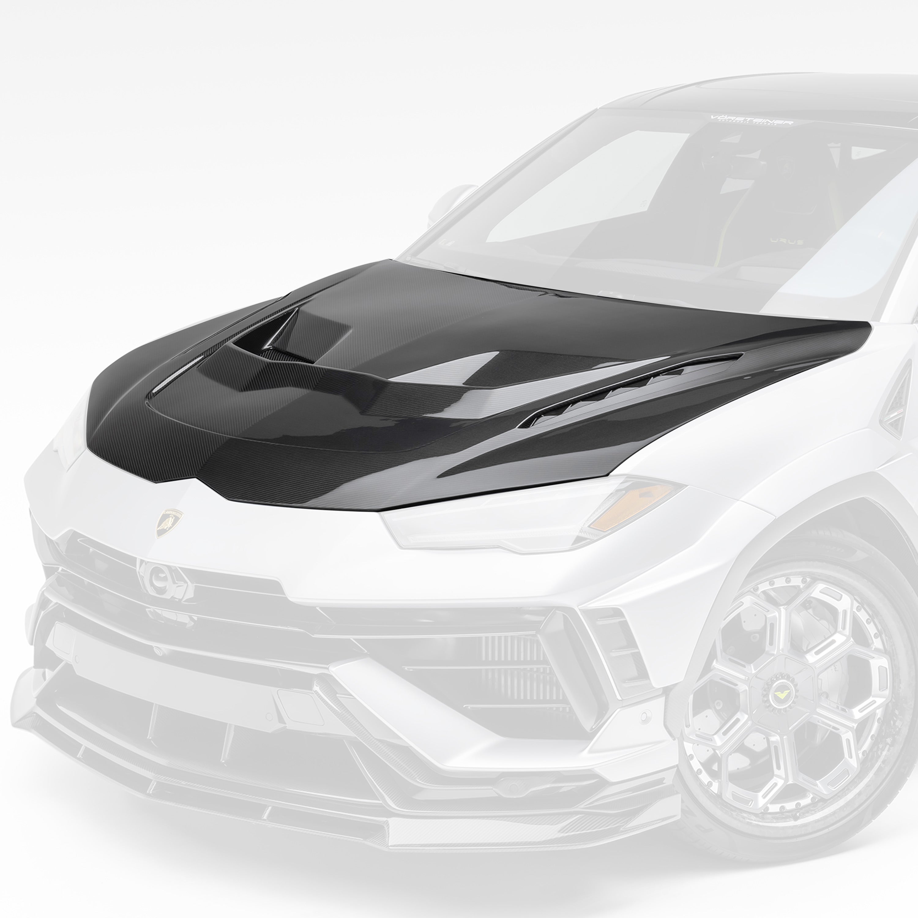 Urus Performante Edizione hood, faded view highlighting carbon