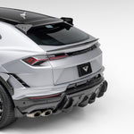 Urus diffuser from above, high rear 3/4 view