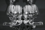 Capristo LP640 race exhaust mufflers with mounting brackets, polished stainless