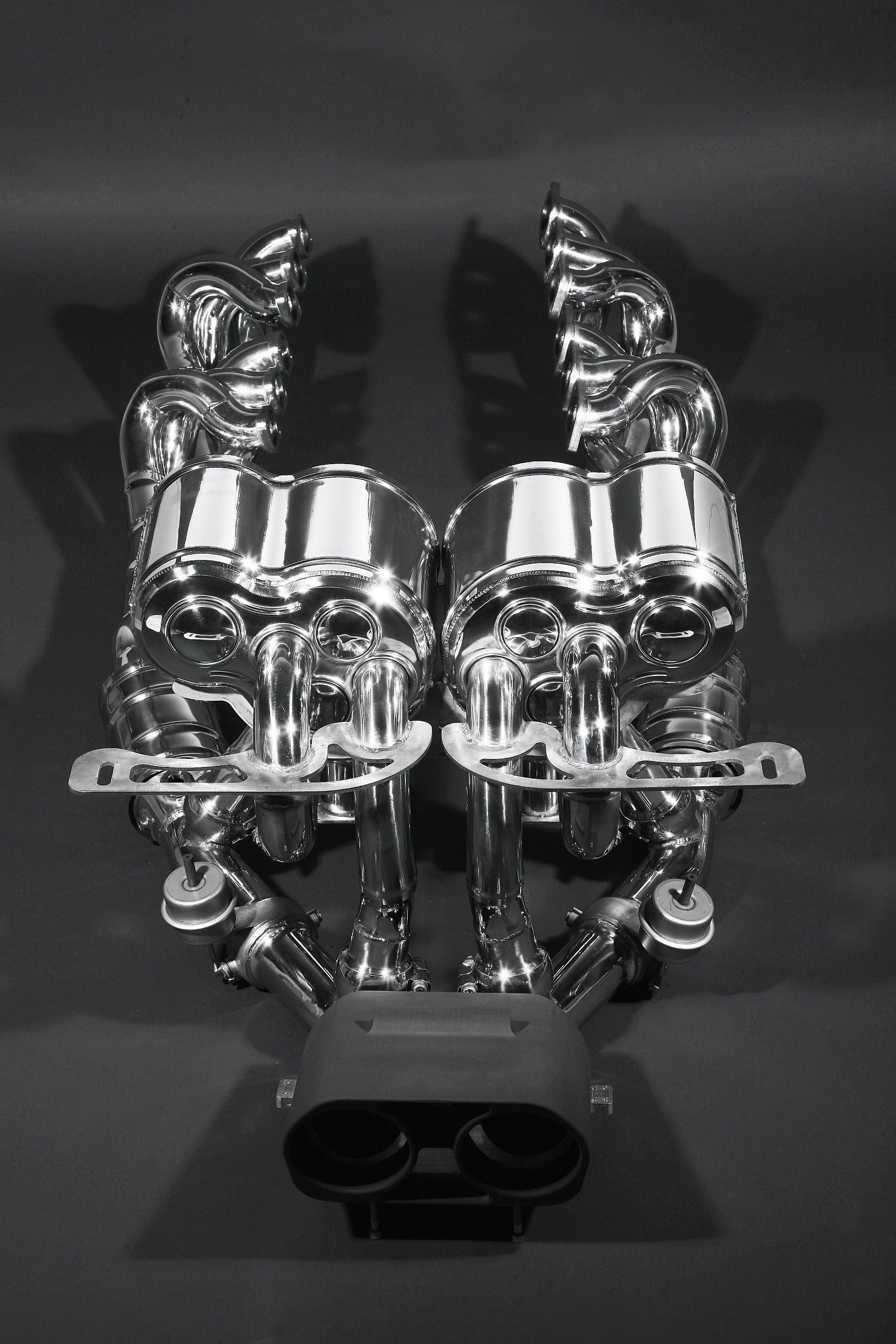 Capristo Lamborghini Murcielago LP640 race valved exhaust and headers shown standing upright