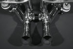 Capristo Murcielago LP640 header collectors from below with twin outlet pipes