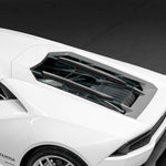 White Lamborghini Huracan with Capristo carbon fiber and glass bonnet without scoops