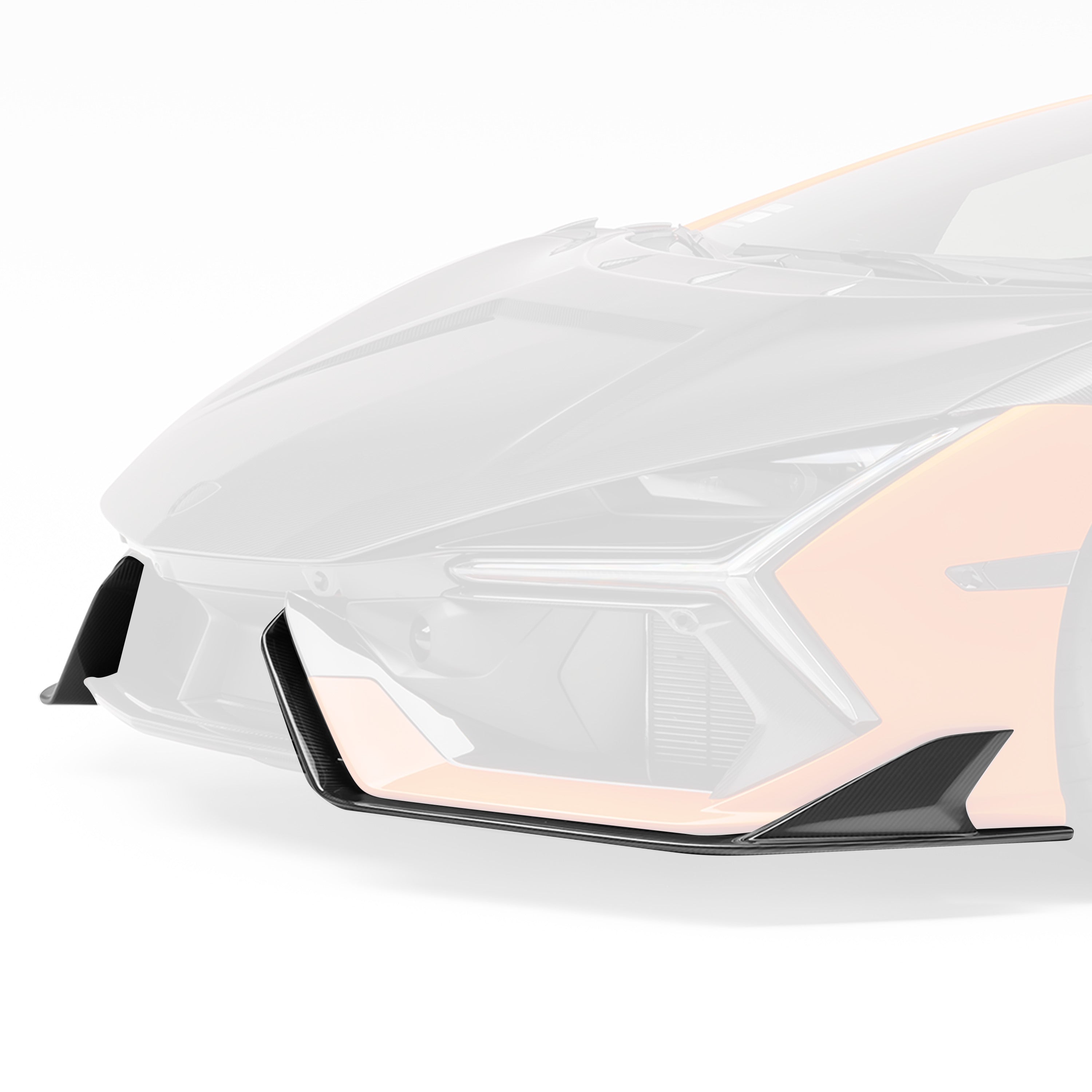 Revuelto front spoiler, faded view highlighting carbon lip