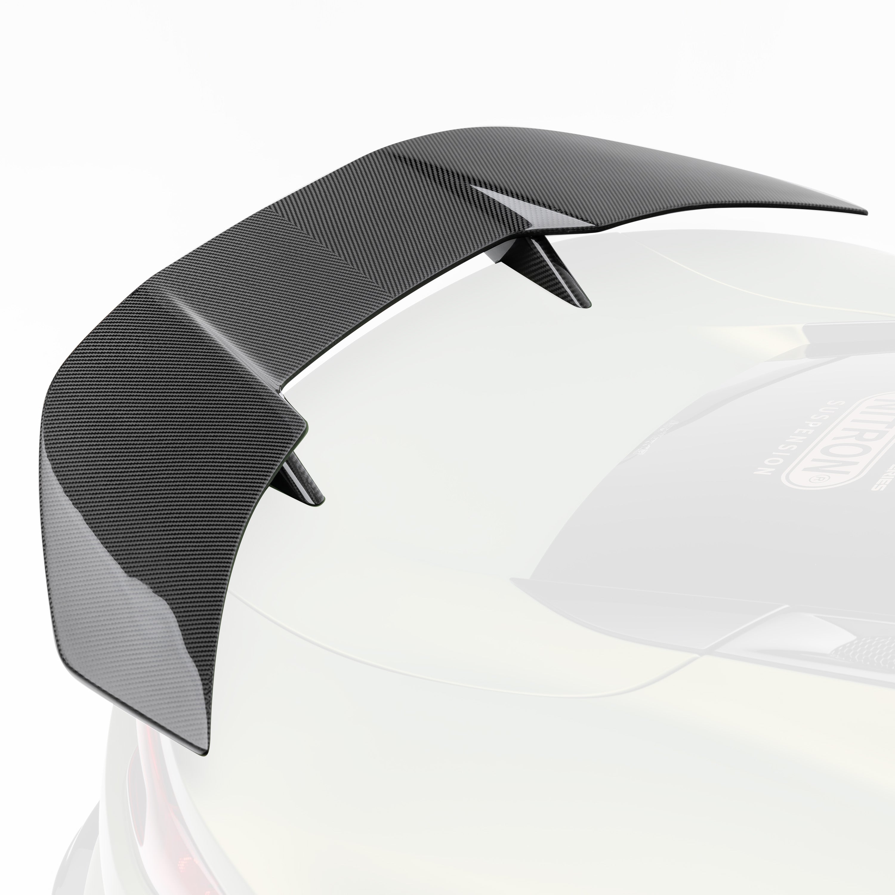 Emira rear wing, faded view highlighting carbon blade