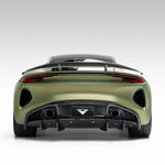 Emira carbon rear wing, straight-on rear view