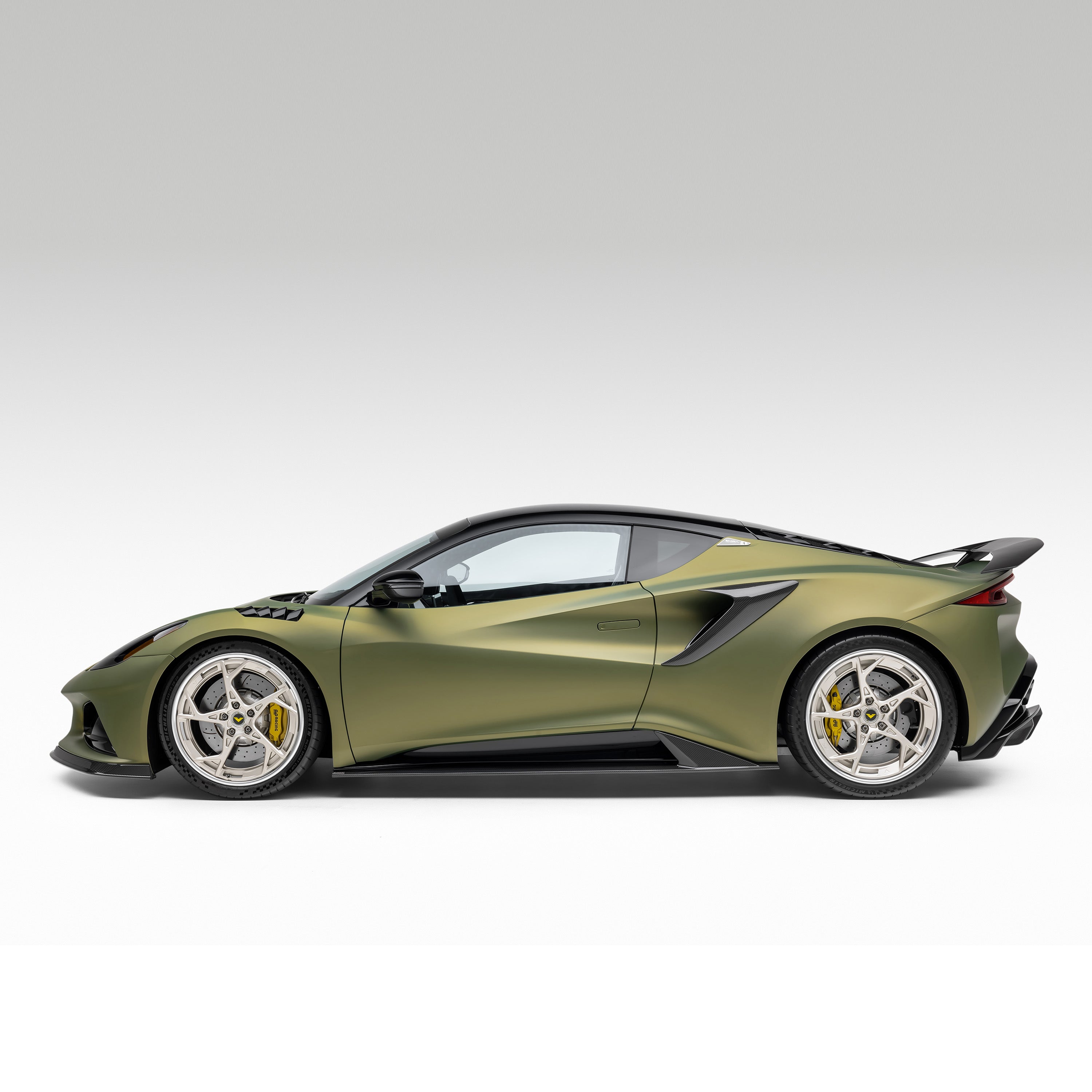 Lotus Emira with carbon side intakes, full side profile