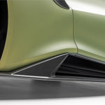 Carbon side skirt fin ahead of Emira rear wheel, detail