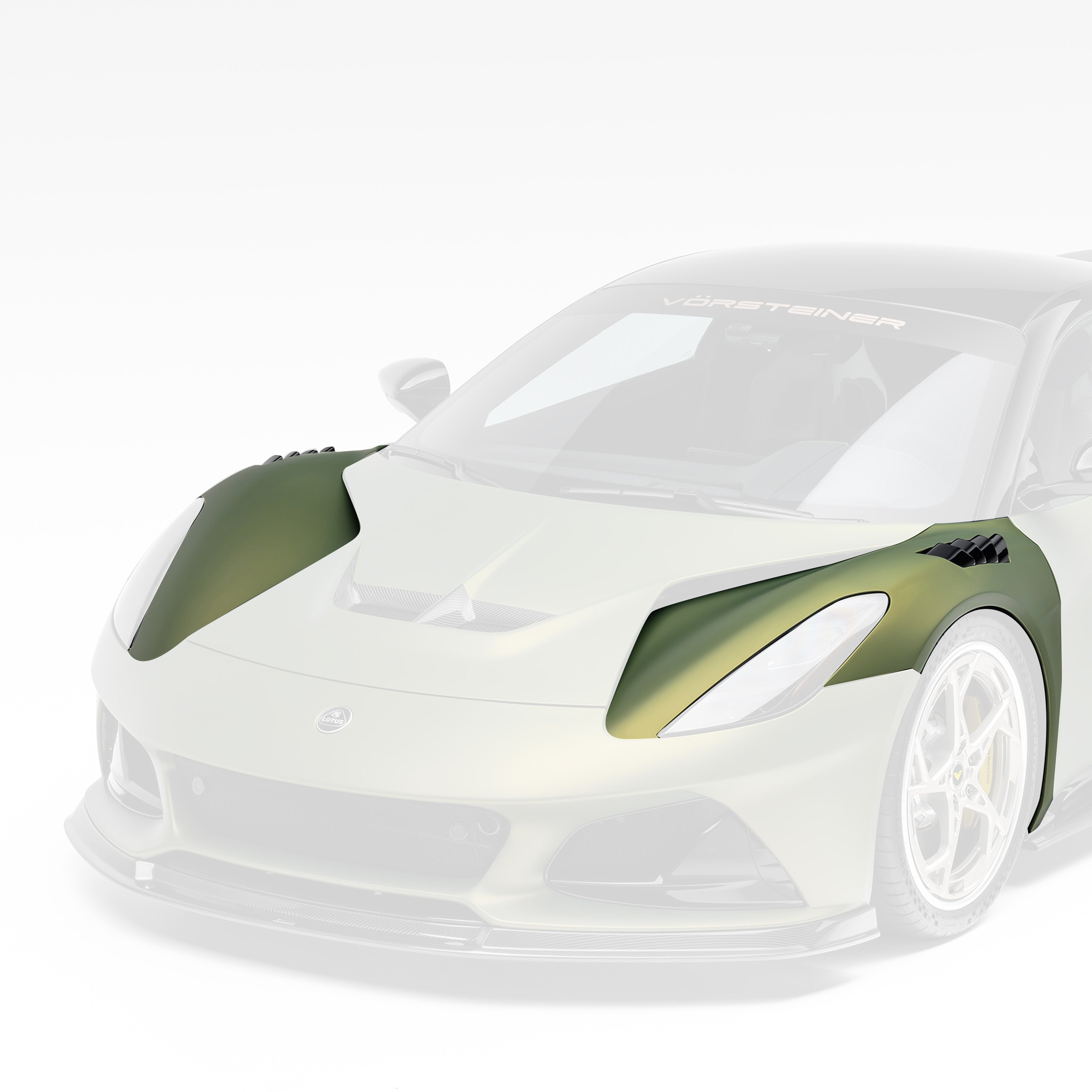 Lotus Emira vented fenders, faded view highlighting carbon vents