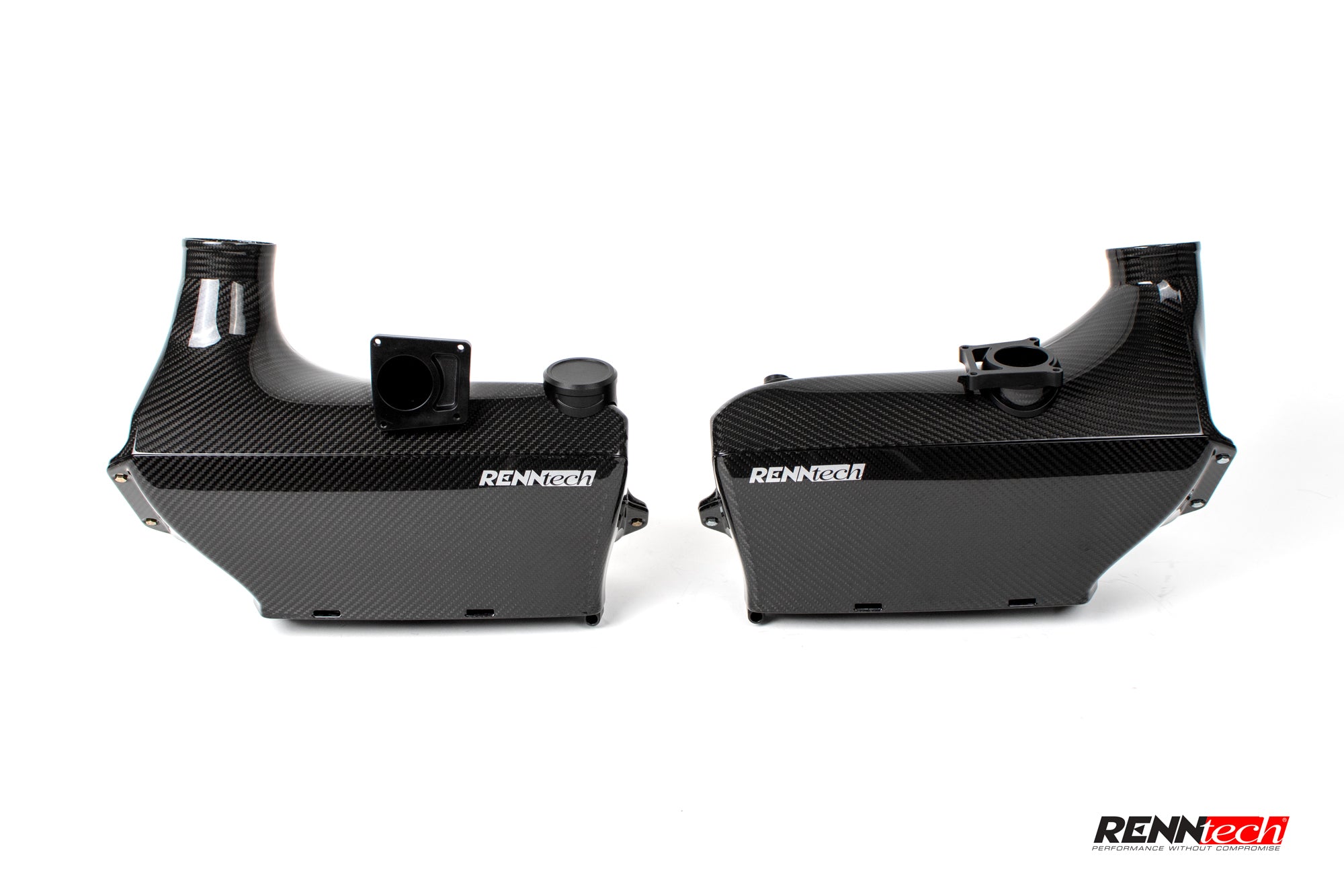 Pair of carbon airbox housings from the front - Carbon Fiber Airbox for the 2021-2026 GLE 63 / GLS 63 AMG