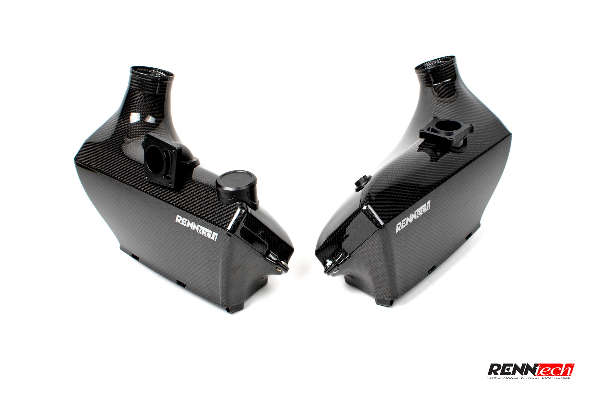 Carbon airbox housings at a three-quarter angle - Carbon Fiber Airbox for the 2021-2026 GLE 63 / GLS 63 AMG