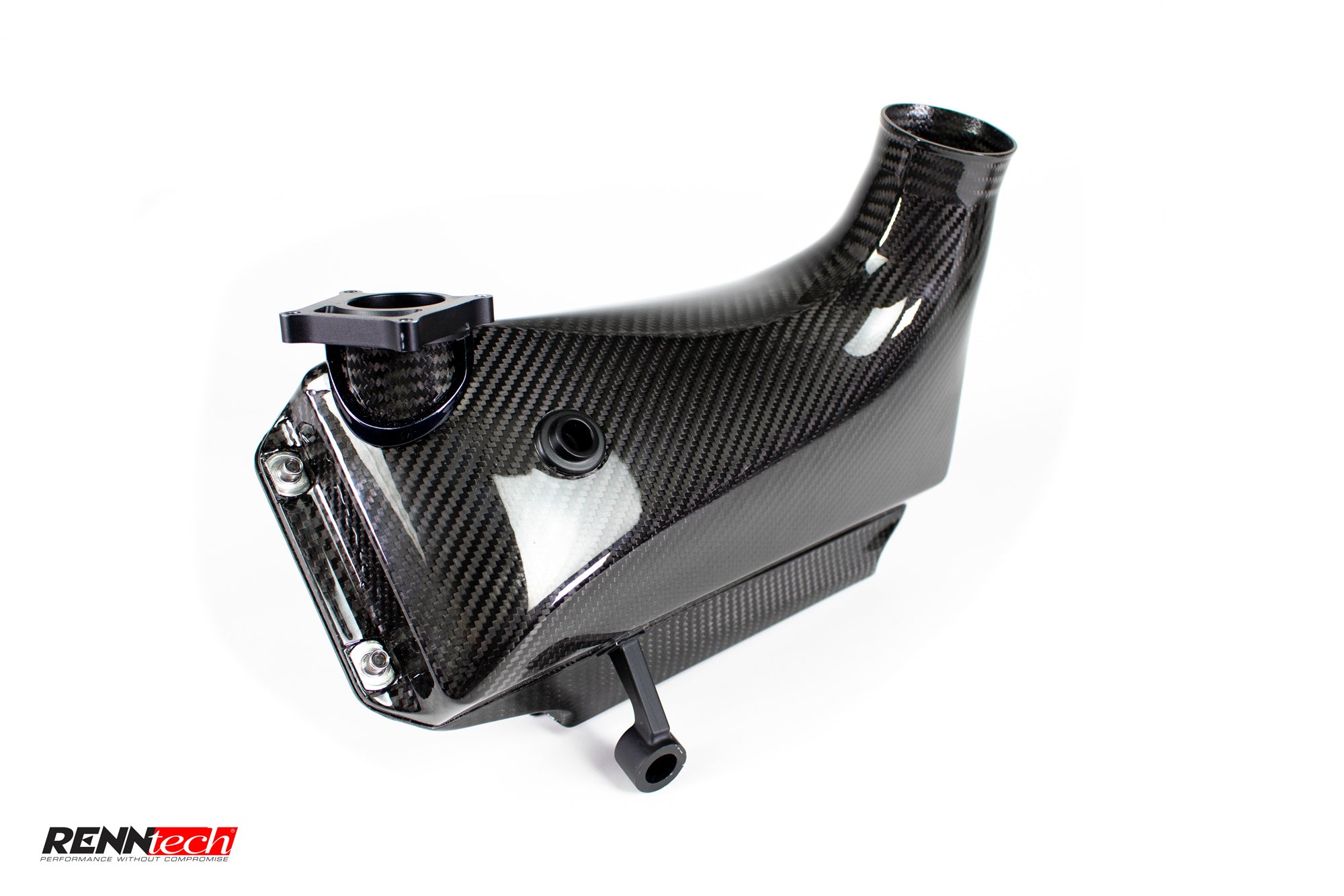 A side view of RENNtech Carbon Fiber Airbox for M177 -Engines Gloss / Satin for Mercedes-Benz G 63 AMG BiTurbo 2019-2023 with white background