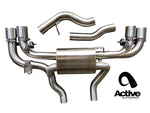 Overview shot of Active Autowerke Valved Rear Axle-back Exhaust for G4X BMW M240i with white background