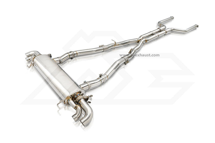 A top view of FI Exhaust Catback Exhaust System For BMW G16 M850i Gran Coupe (OPF) 2019+ with white background