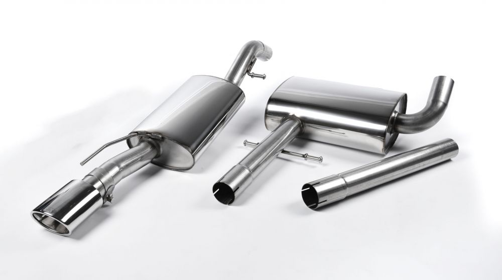 Milltek Sport exhaust system parts for 1988-1991 Volkswagen Corrado VR6 (part MCXVW212): pipework, silencers and black tailpipe tips