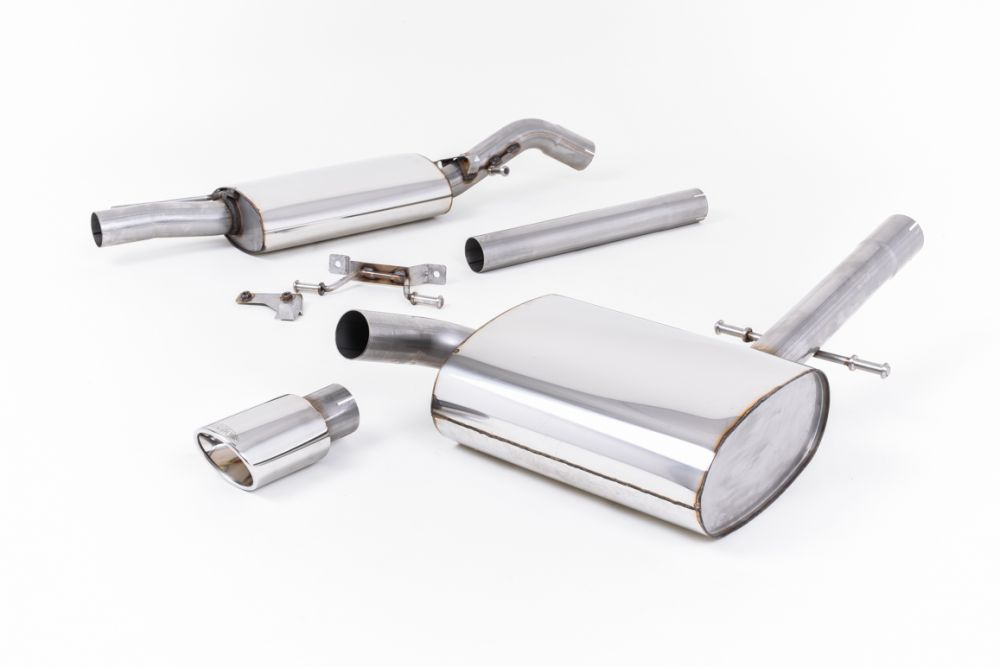 Milltek Sport exhaust system parts for 1988-1991 Volkswagen Corrado G60 1.8 (part MCXVW220): pipework, silencers and polished silver tailpipe tips
