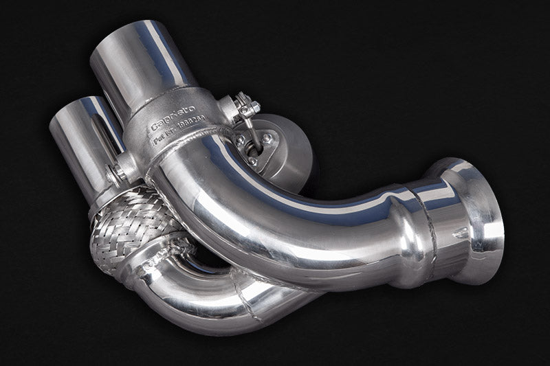 Capristo Porsche 991 GT3 valved middle silencer pipes, angled view