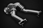 close side view of Capristo 250 Cell Sport Cat Downpipes for Porsche 95B Macan S (Facelift) 2019+ with black background