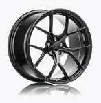 A side view of Titan 7 T-S5 Forged Split 5 Spoke Domestic Wheels in Machine Black for CHEVROLET CORVETTE C8 2020-2023