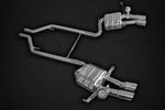 wide top view of Capristo Valved Exhaust (CES3) for Maserati Coupe/Spyder/GranSport 2001-2007 with black background