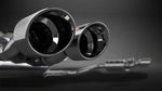 Close-up of polished double-wall round tips on Capristo Maserati Ghibli valved exhaust