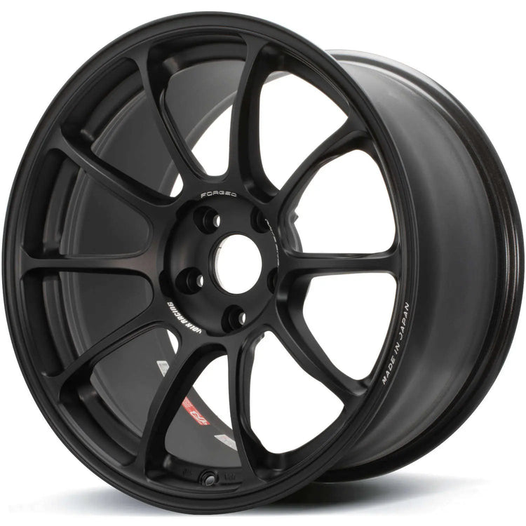 A front view of Volk Racing ZE40 Wheel 18x10.5 5x114.3 24mm Matte Black with white background