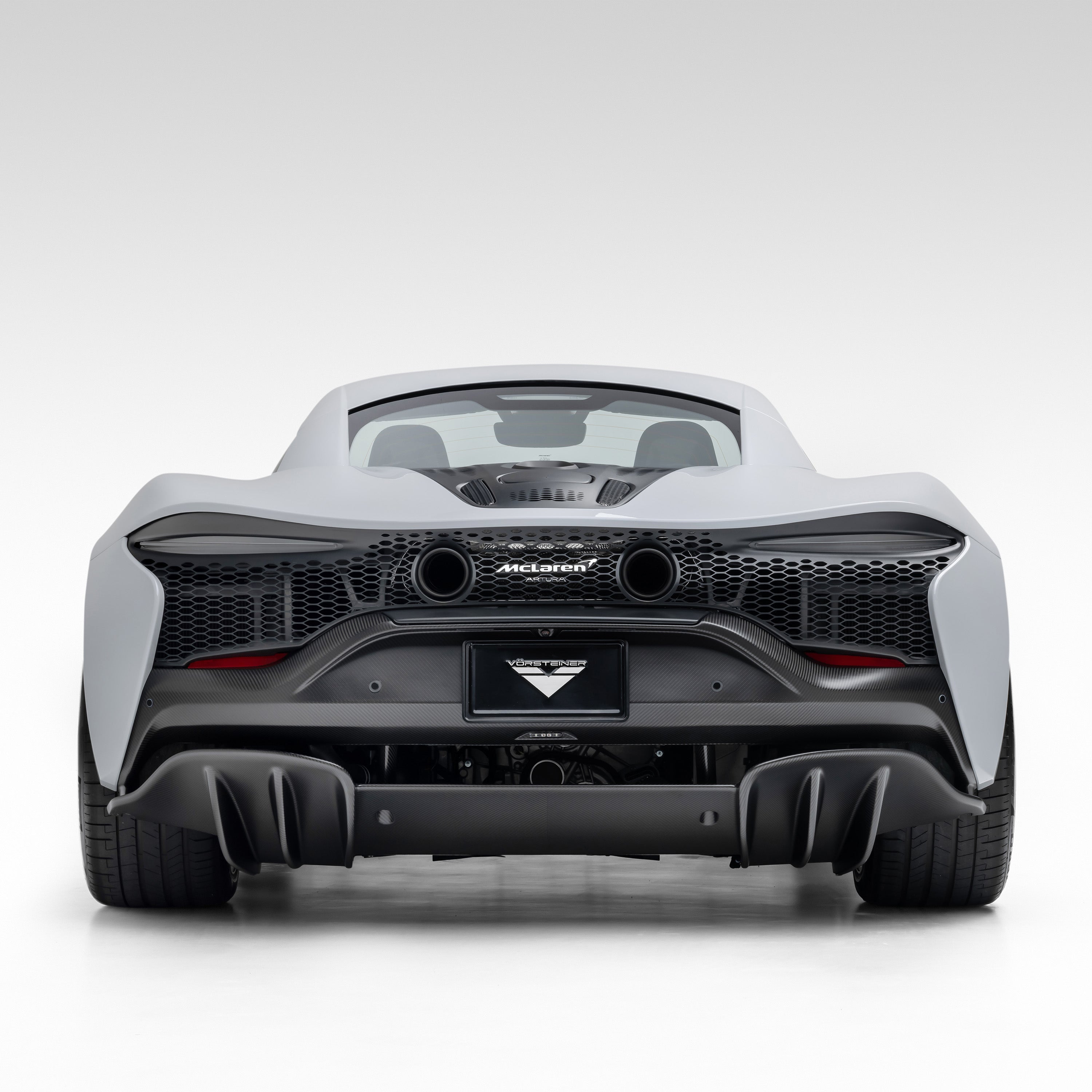 McLaren Artura with carbon rear bumper, straight rear view