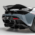 A back side view of Vorsteiner Silverstone Edition Aero Rear Diffuser McLaren 720S 2017+ fitted on a car