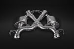 Capristo McLaren 675LT valved exhaust front view with polished X-section