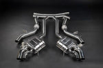 wide view of Capristo Valved Exhaust w. Mid-Pipes (for OE Actuators) for Mercedes AMG SL63 (R232) 2022+ with black background