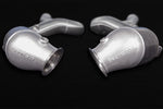 close front view of Capristo 250 Cell Sports Cat Downpipes (for OPF Cars) for Mercedes AMG C63 (W205) 2017-2021 with black background