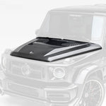 G63 satin bonnet, faded view highlighting carbon hood
