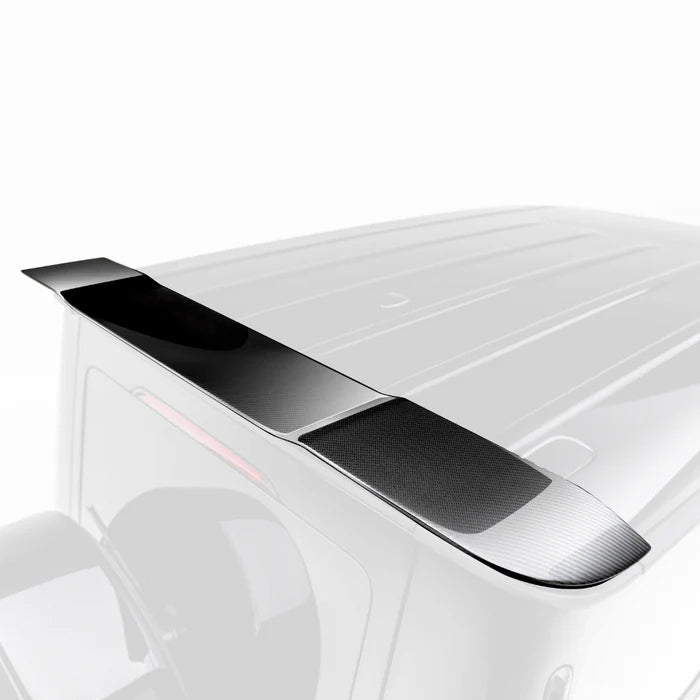 G63 gloss roof spoiler, faded view highlighting carbon