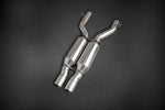 wide view of Capristo Middle Silencer for Mercedes AMG C63 (W204) 2008-2015 with black background